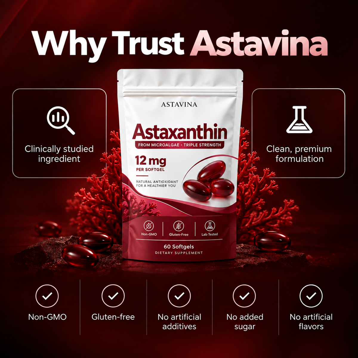 Astavina Astaxanthin 12mg Softgels